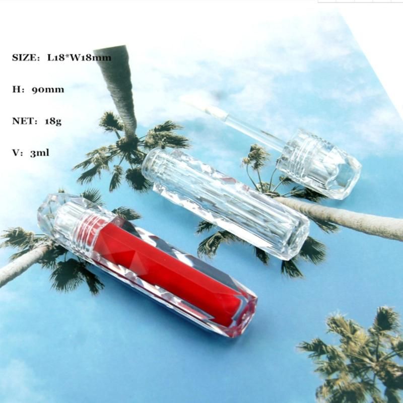 Low MOQ 3ml in Stock Clear Crystal Diamond Custom Empty Plastic Lip Gloss Wand Tubes with Logo