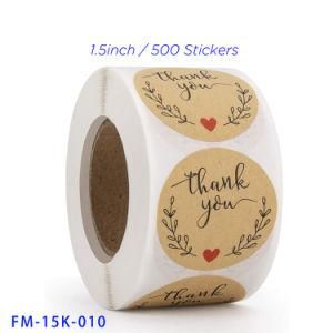 Printed Thank You Kraft Paper Label Sticker Roll