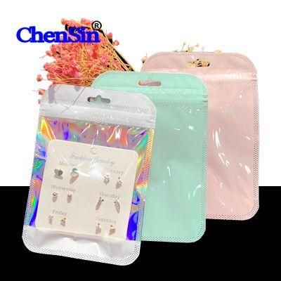 Holographic Film Plastic Bag Pink Bag Cosmetic Zipper Bags