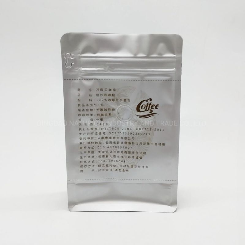Half Pound 220g Coffee Bean Zipper Pouch Bag with Valve Quad Seal Coffee Bag
