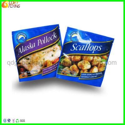 Biodegradable Bag with Zipper/Resealable Plastic Bag/Food Packaging/Frozen Salmon Fillets Packing.