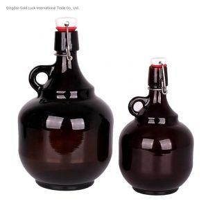 1000ml 2000ml Amber Glass Wine Bottle with Clasp Silicone Lid