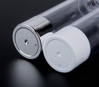Round Shape Silver Color Pump Plastic Airless Bottle for Serum Essential Oil Lotion