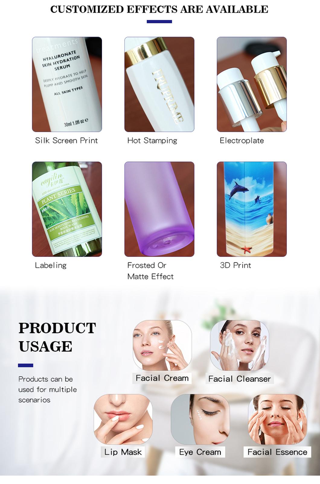 Skincare Cosmetic Packaging 30ml 80ml 120ml Blue Glass Lotion Pump Face Lotion Cream Bottle