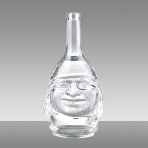 Wholesale High quality Emboss 375ml 700ml 750ml Rum Vodka Whisky Glass Bottle with Screw Cap Wood Cork for Liquor Beverage
