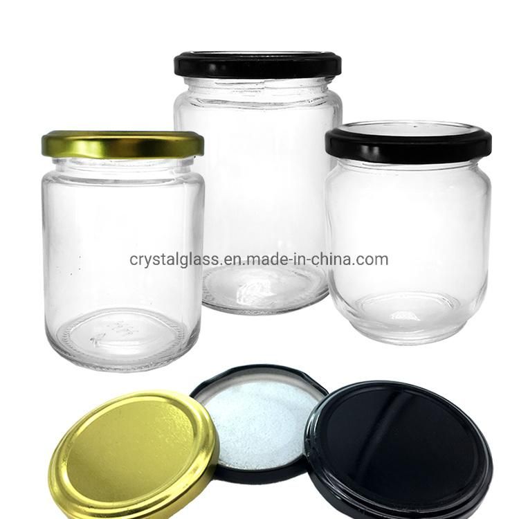 6oz 8oz 9oz Clear Straight Sided Glass Jam Jar Food Grade with Silver Gold Screw Metal Cap
