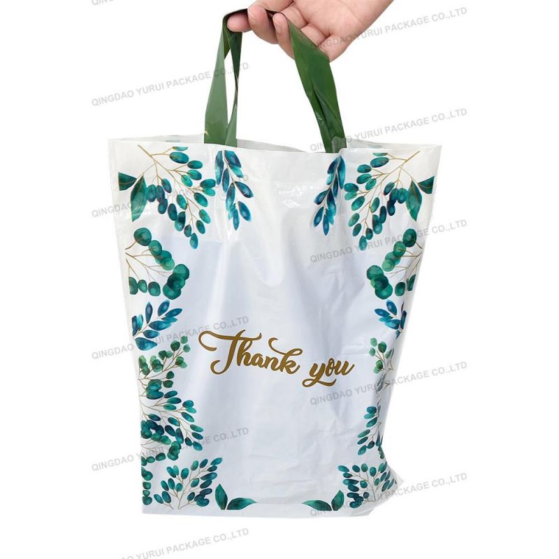 Custom Printed Thank You Logo Portable Resuable Plastic Shopping Bag