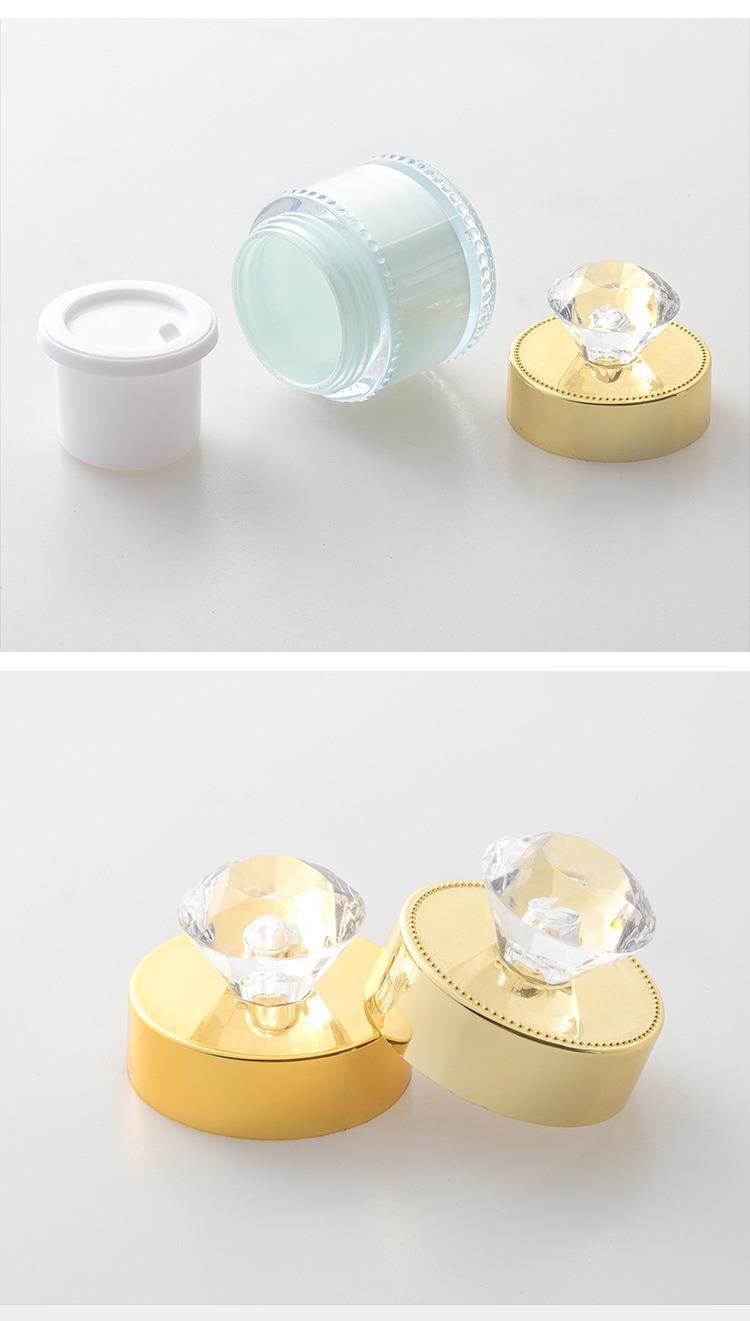 Low MOQ High Quality Free Sample 5g 10g Cosmetic Empty Plastic Cream Jar with Diamond Lid