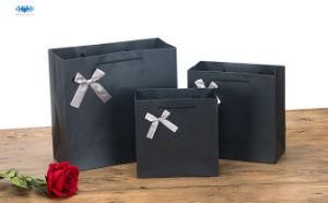Elegant Black-Printed Recyclable Tote Kraft Paper Bag for Clothes/Apparel/Goods Gift