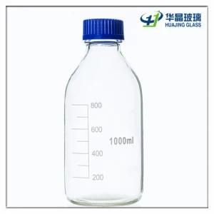 1000ml Clear Medicine Glass Chemical Bottle with Plastic Caps