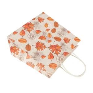 Wholesale Custom Orange and White Kraft Paper Shopping Bag