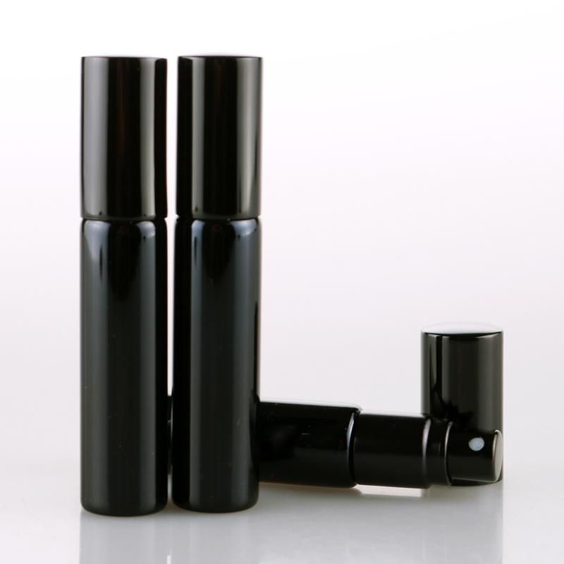 10ml Portable Black UV Glass Refillable Perfume Bottle with Atomizer Empty Parfum Case with Tangent Cove