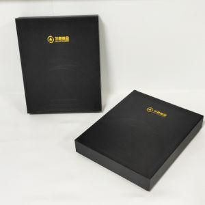 Custom Hot Stamping &amp; Embossed Logo Black PU Top &amp; Bottom Box