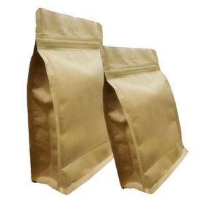 Brown Packaging 8 Side Seal Flat Bottom Paper Kraft Bag with Window