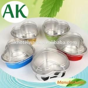 100ml Heart Shape Wholesale Sealable Colorful Food Storage Disposable Baking Aluminum Foil Cup/Bowl/Container with Lid