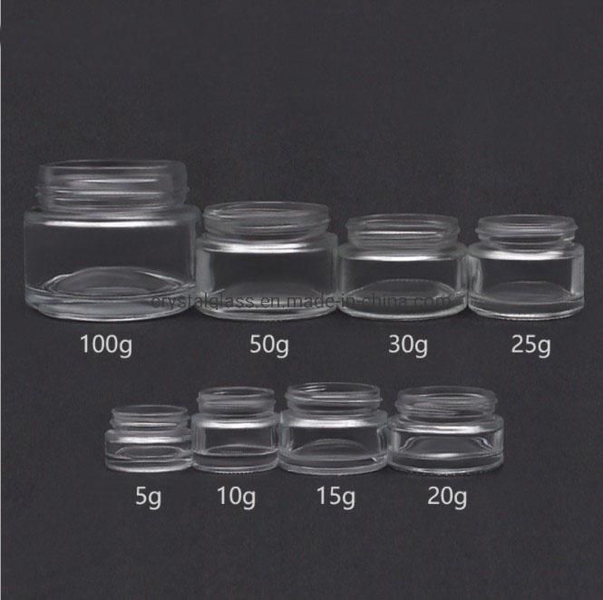 20g 30g 50g 100g Amber Glass Cosmetic Cream Jar Packaging Container with Plastic Caps