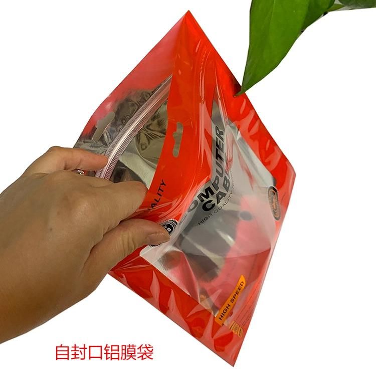 Red Computer Cable Plastic Package HDMI Power Zipper Bags