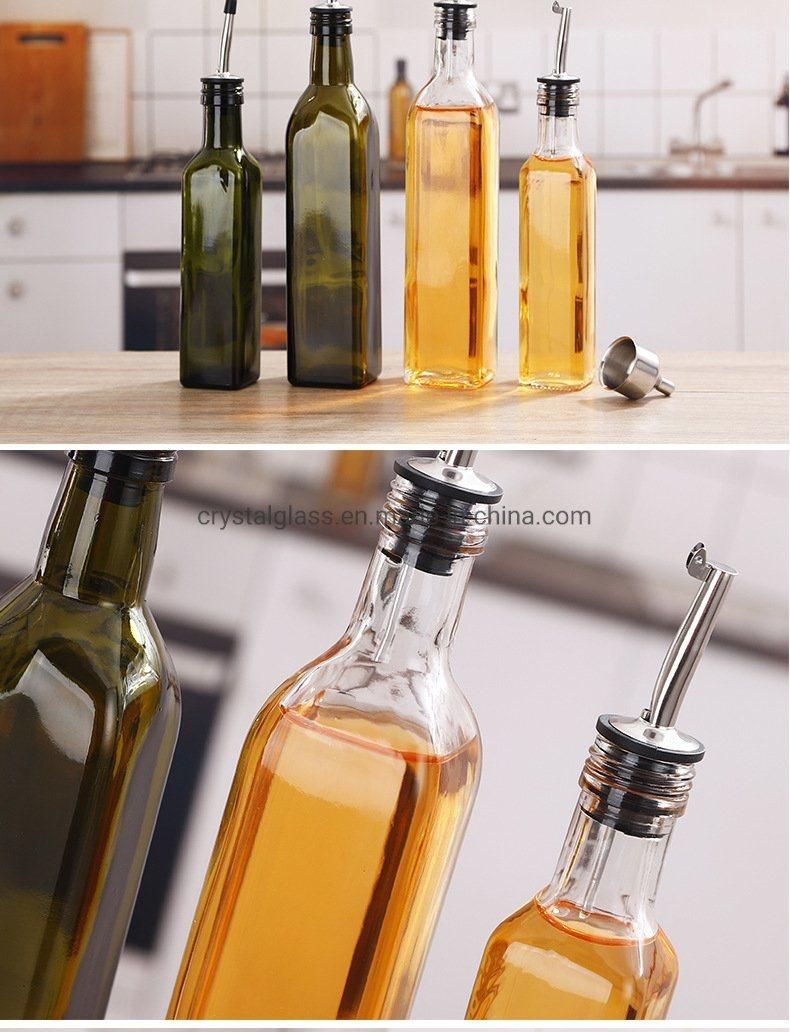 17oz 500ml Dark Brown Oil Bottle &Vinegar Cruet with Pourers and Funnel