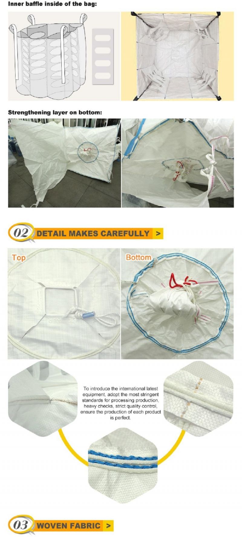 Virgin Polypropylene One Ton Baffle Bulk Bags with Four Panel