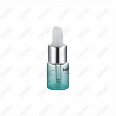 3ml-15ml Wholesale Cosmetic Packaging D18mm Straight Round Coating Green Serum Essential Oil Tube Glass Bottle with 13mm Silver Dropper Cap