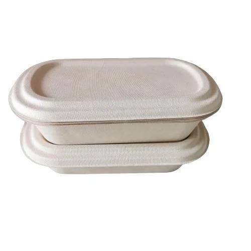 Rectangle 800ml 2 Compartment Food Container with Pulp Cover