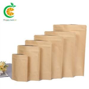 Bio Degrdable Environment Friendly Kraft Paper Aluminum Foil Material Stand up Zipper Customized Bag with Window