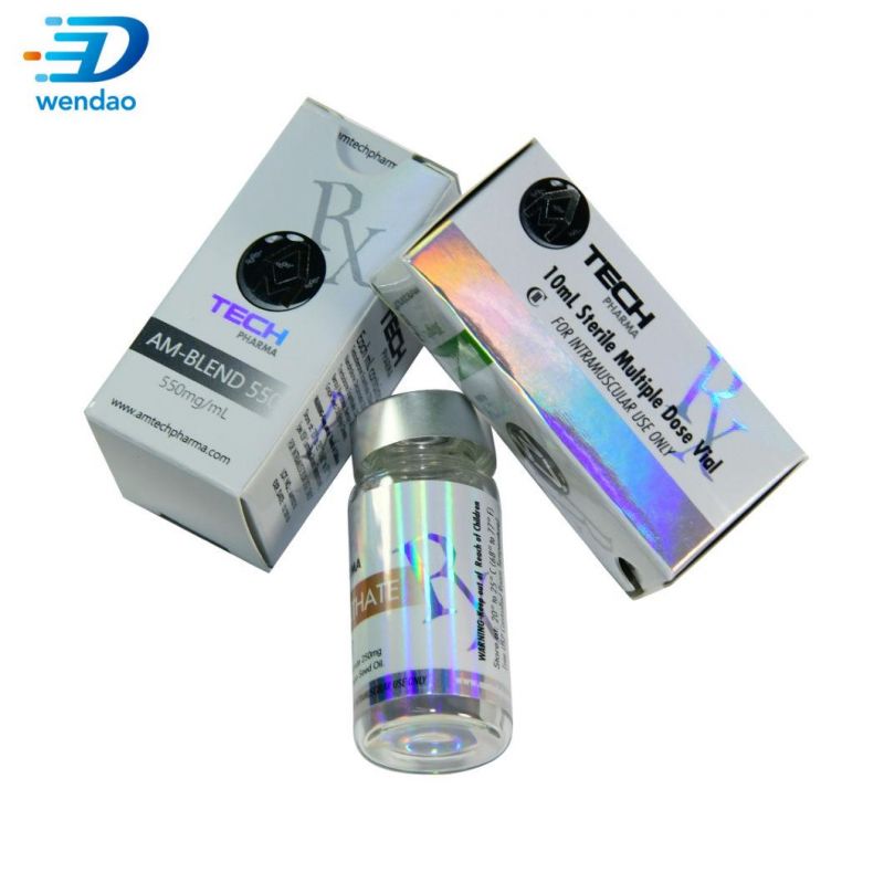 Custom Printed Dropper Bottle Steroids 10ml Hologram Vial Label and Box