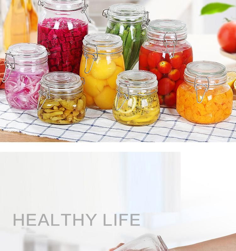 Food Container Clear Storage Glass Bottle Glass Jar with Swing Top