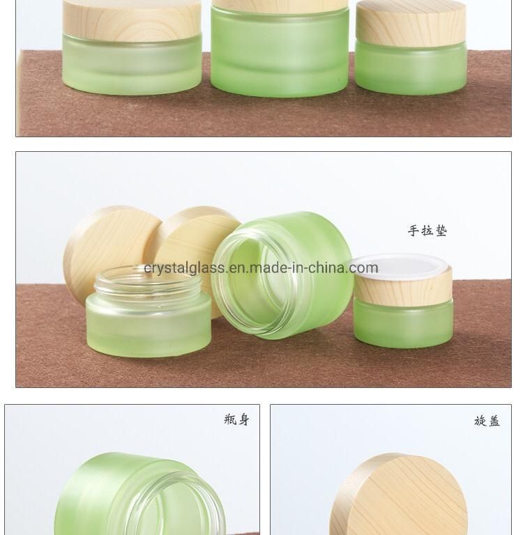 Green Color Lotion Spray Bottle with Wood Caps for Cosmetic Packing