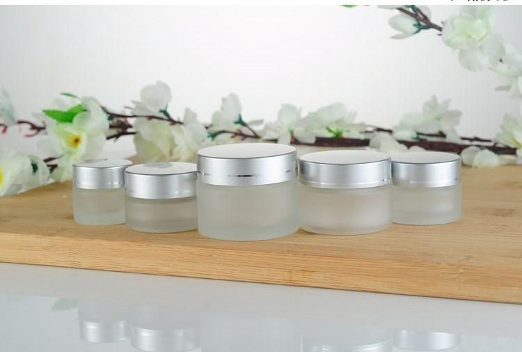 Cosmetic Packaging Frosted Glass Jar with Lid