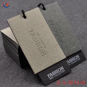 Custom Cheap Black Embossed Clothing Labels Paper Hang Tag