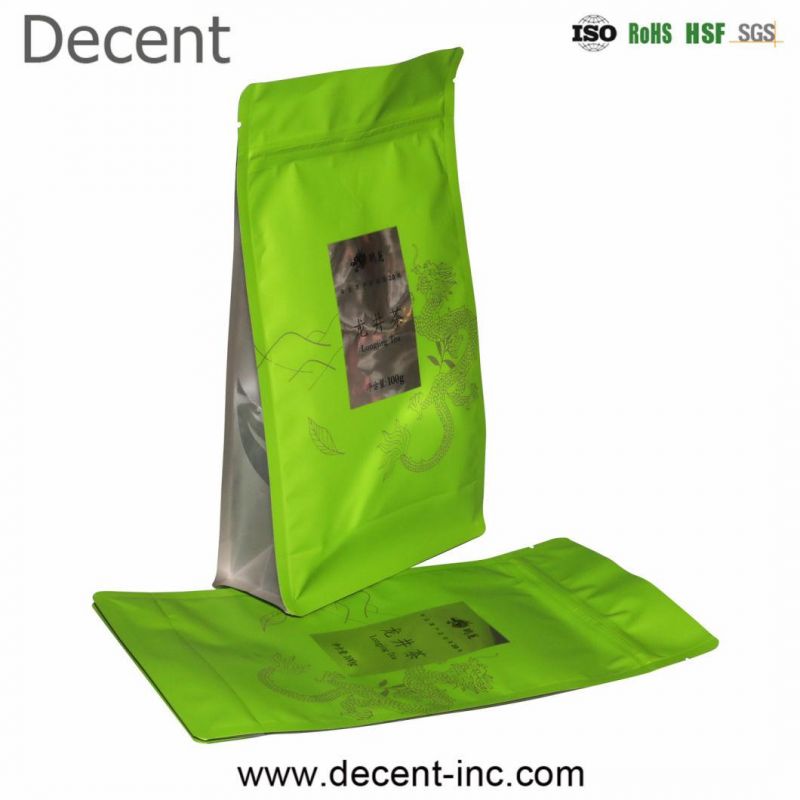   Factory Custom Printed Plastic Bag Stand up UV Printing Aluminate Foil Mylar Ziplock Bags with Windows Coffee/Tea Packaging Bags