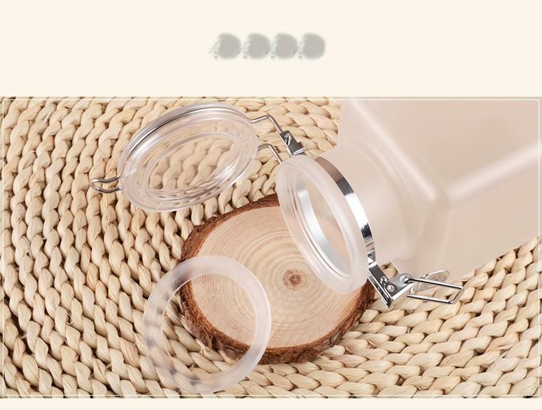 100g Frosted ABS Plastic Bath Salt Bottle with Wooden Spoon in Stock