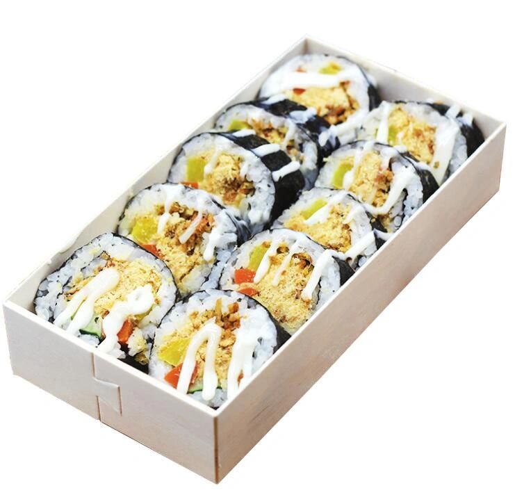 Disposable Foldable Bread Pastry Takeaway Food Container Catering Swiss Roll Wooden Cake Sushi Togo Bakery Packaging Box