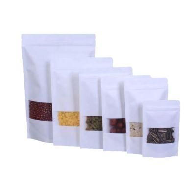 Recyclable Custom Hot Stamp Kraft Tin Tie Food Bags Window Zip Kraft Bag