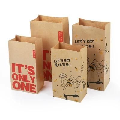 Food Packaging Square Bottom Brown and White Kraft Paper Bag