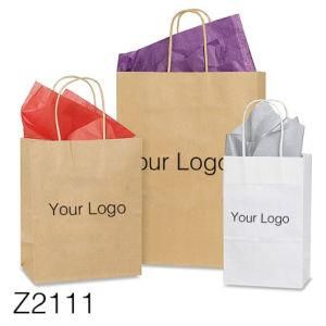 Z2111packing Logo Customized Wholesale Luxury Small Gift Shopping Carry Packaging Printed Famous Brand Customised Paper