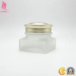 Cycled Frosted Square Shaped Glass Jar for Cream Packaging