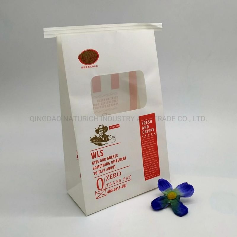 Eco Friendly Side Gusset with Clear Window 1 Lb 1/2 Lb Kraft Paper Tin Tie Popcorn Bags for Food Packaging