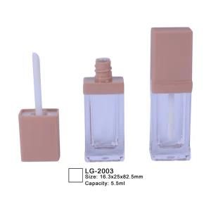 5.5ml Empty Plastic Square Lipgloss Container Cosmetic Packaging Lip Bottle with Brush Applicator