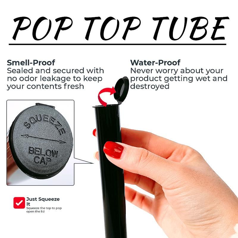 Child Proof PP Plastic Pre Roll Pop Top Vials Doob Tube with Child Resistant Squeeze Lids 90mm 98mm 120mm