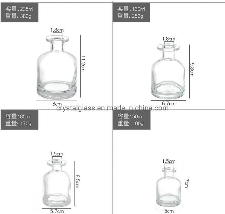 Customized Reed Diffuser Glass Cosmetic Aroma Bottle with Rattan
