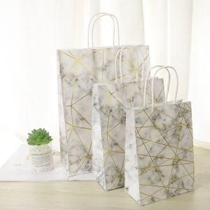 Medium Size Gift Bag for Wedding Holiday Presents Clothing Marble Paper Bag