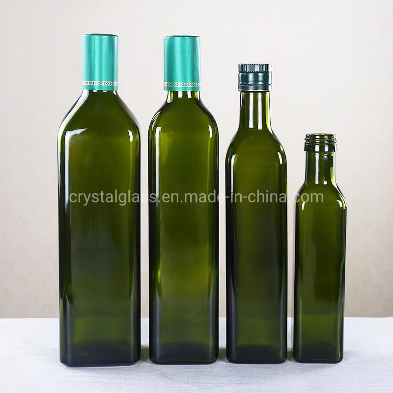 500ml Dark Green Oil & Vinegar Cruet Bottle with Pourers, Funnel and Labels for Kitchen