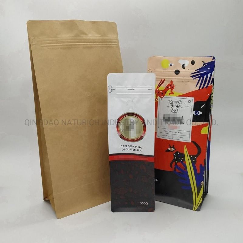 Small Proof White Flat Bottom Kraft Paper Bags with Zipper Snack Packaging Paper Zipper Bag in Stock