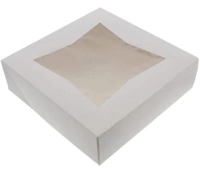 Logo Printed White Cardboard Paper Pastry Cake Box with Clear Window
