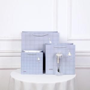 Square Wide Bottom Gift Paper Bag Gift Box Packaging Paper Bag Striped Plaid Clothing Portable Gift Packaging Bag