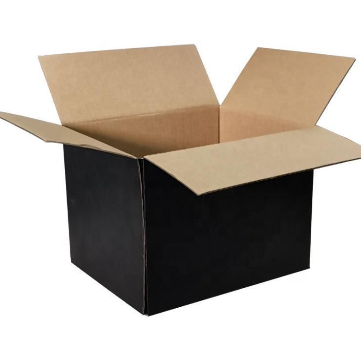 Disposable Recycle Black Printing Kraft Paper Packaging Shipping Corrugated Carton Box