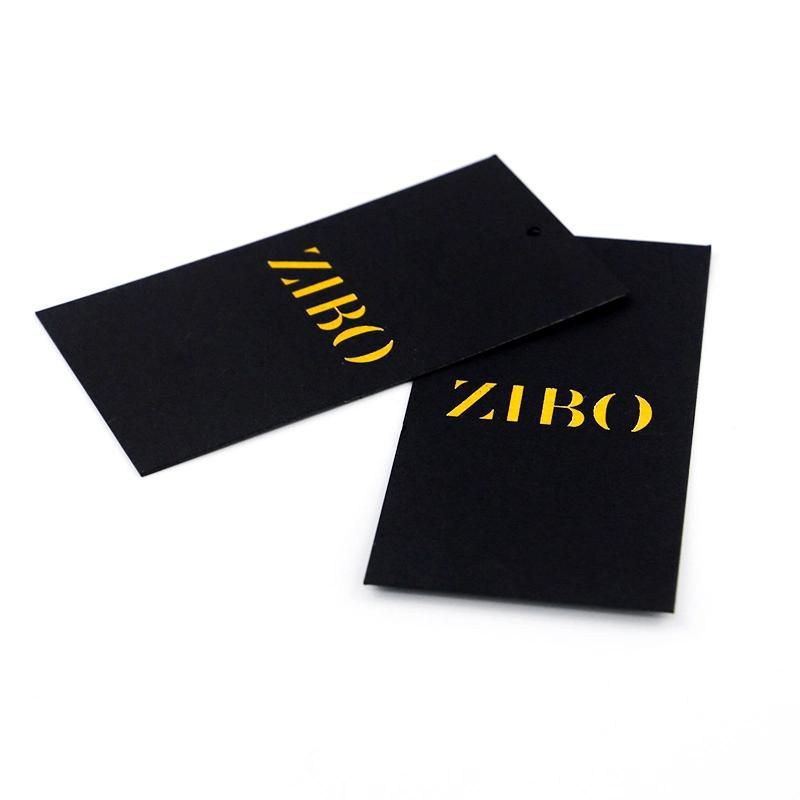 Custom Luxury Gold Printed Black Paper 400GSM Hang Tag