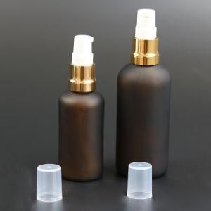 Frosted Amber Glass Oil Bottle with White Lotion Pump, Dropper Bottle (NBG22C)